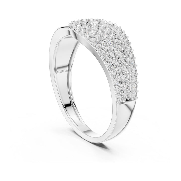 Round Cut Lab Grown Diamond Half Eternity Band, 0.64ct Total, Solid Gold