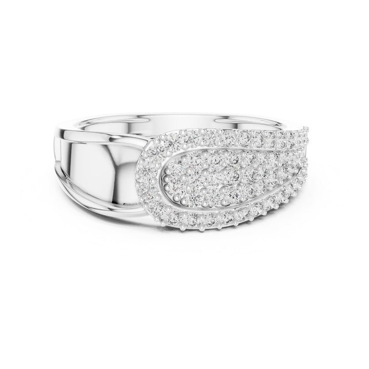 Round Cut Lab Grown Diamond Half Eternity Band, 0.64ct Total, Solid Gold