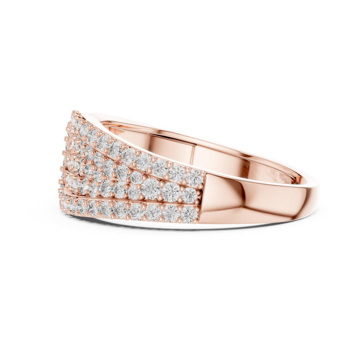 Round Cut Lab Grown Diamond Half Eternity Band, 0.64ct Total, Solid Gold