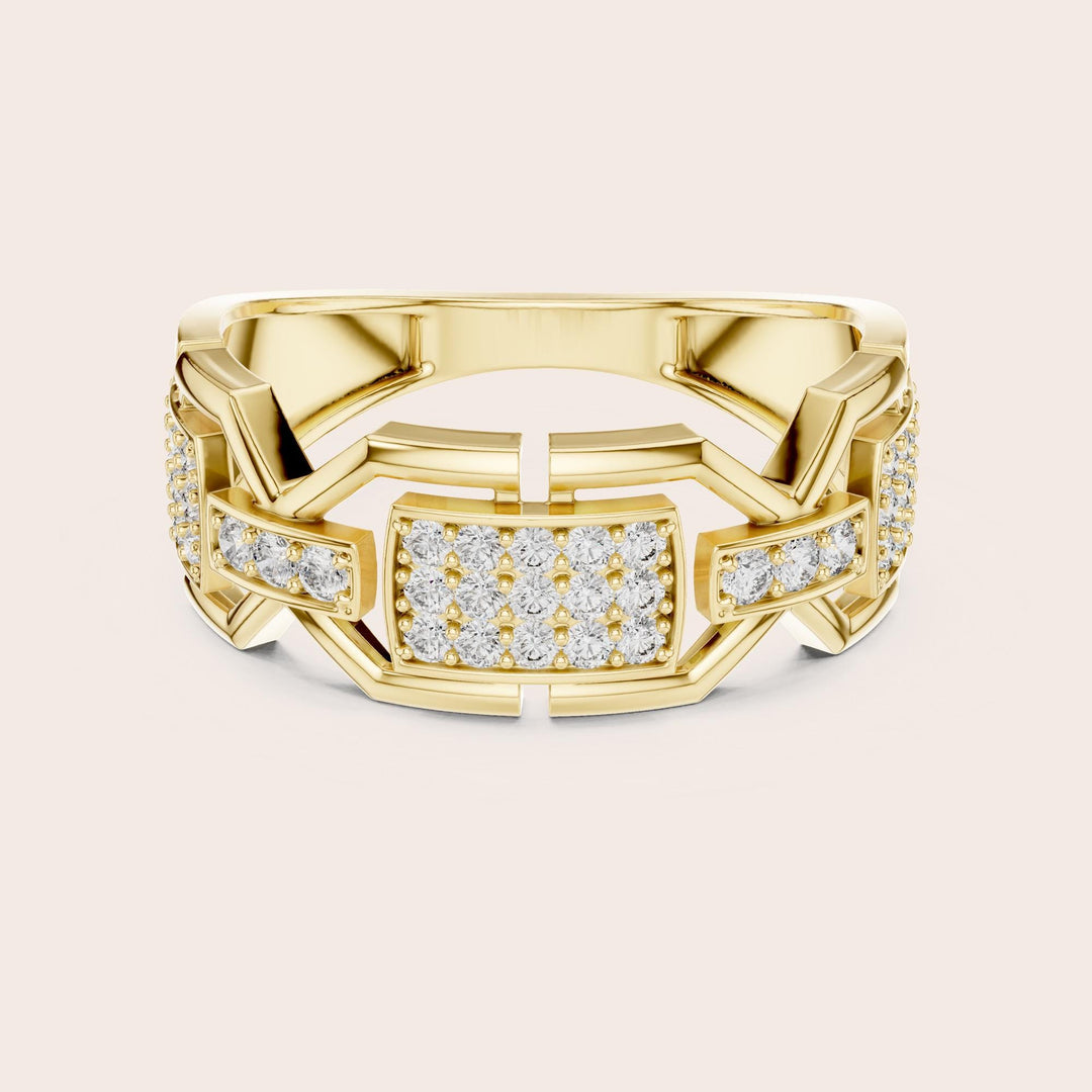 Round Cut Lab Grown Diamond Half Eternity Band, 0.46ct Total, Solid Gold
