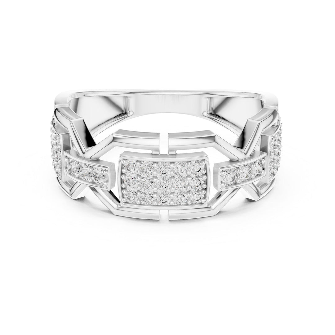 Round Cut Lab Grown Diamond Half Eternity Band, 0.46ct Total, Solid Gold