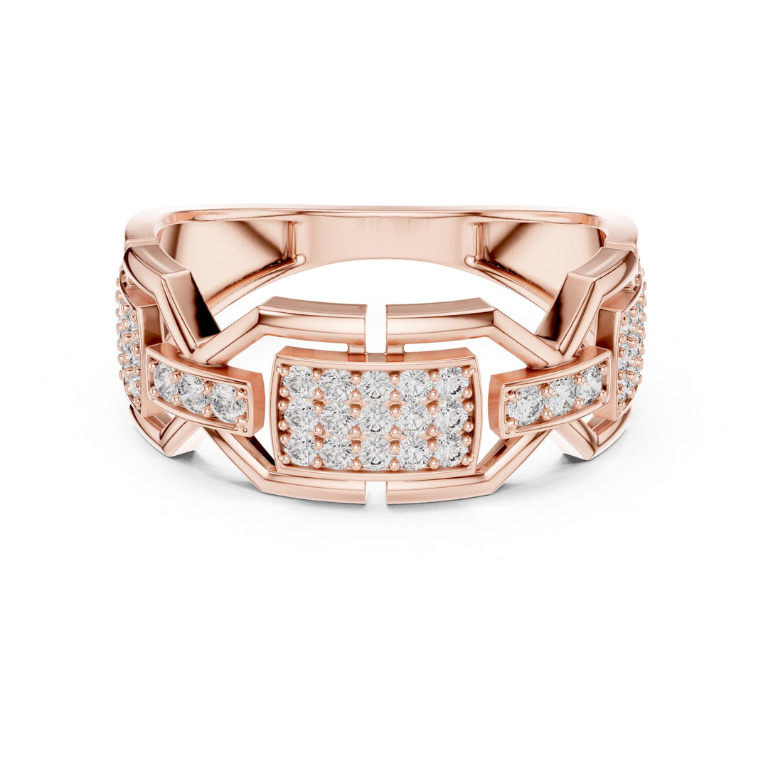 Round Cut Lab Grown Diamond Half Eternity Band, 0.46ct Total, Solid Gold