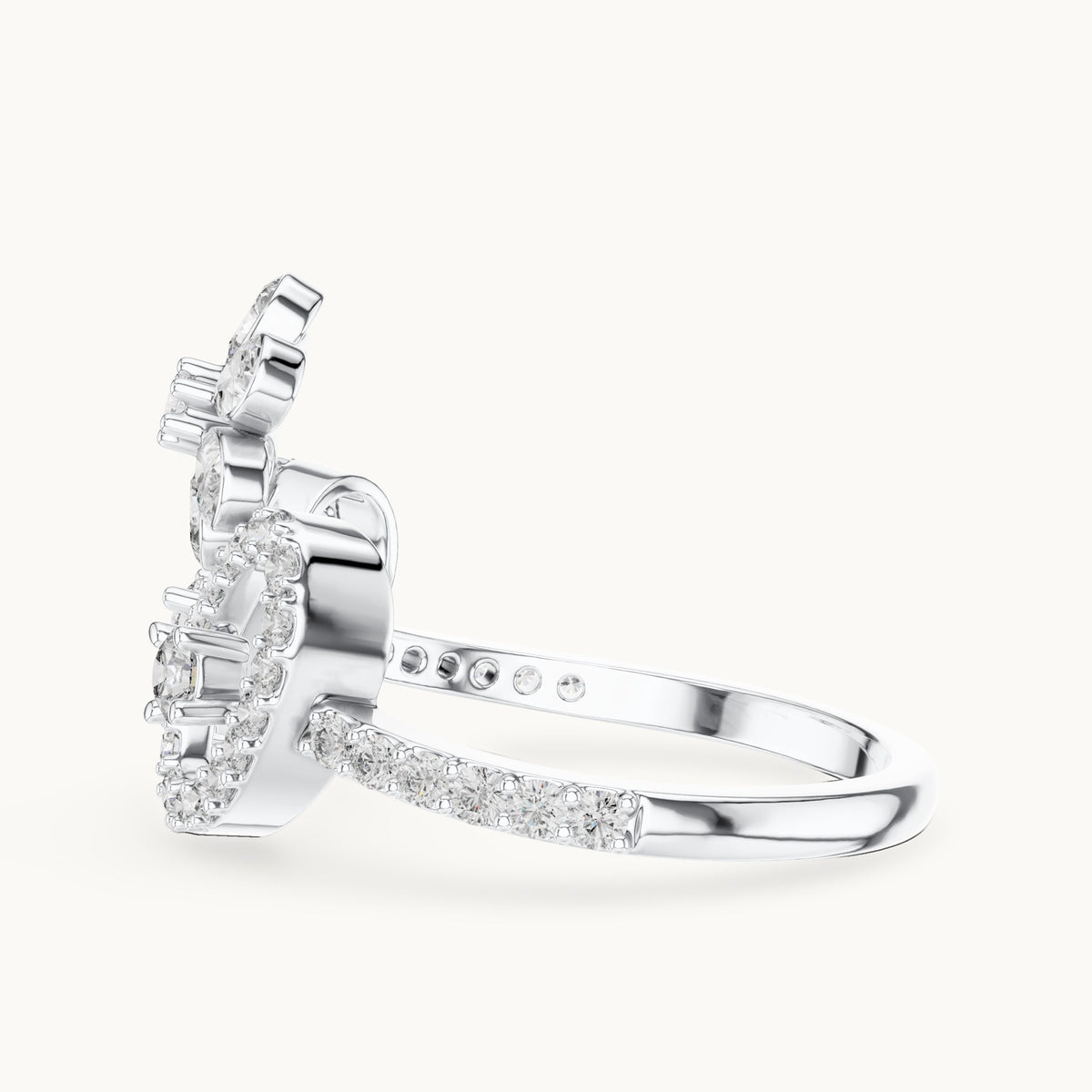 Pear cut lab-grown diamond half eternity band in 14K white gold, 0.55 CT TW, view 2