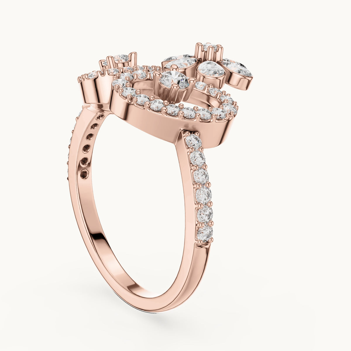 Pear cut lab-grown diamond half eternity band in 14K rose gold, 0.55 CT TW, view 1