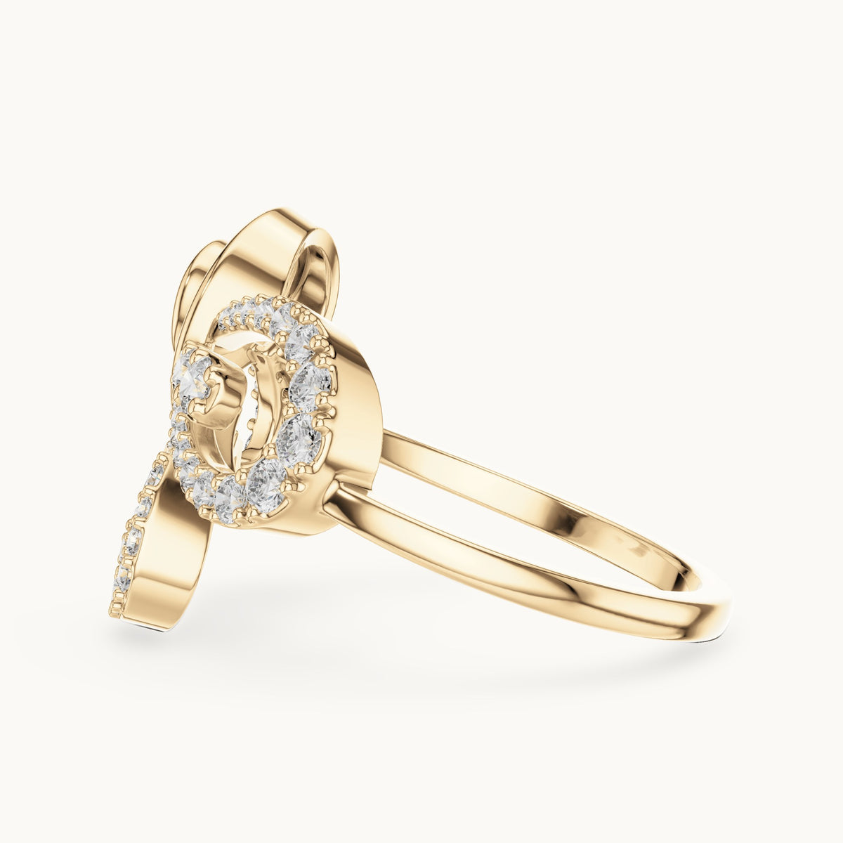Round cut lab-grown diamond half eternity band in 14K yellow gold, 0.42 CT TW, view 3