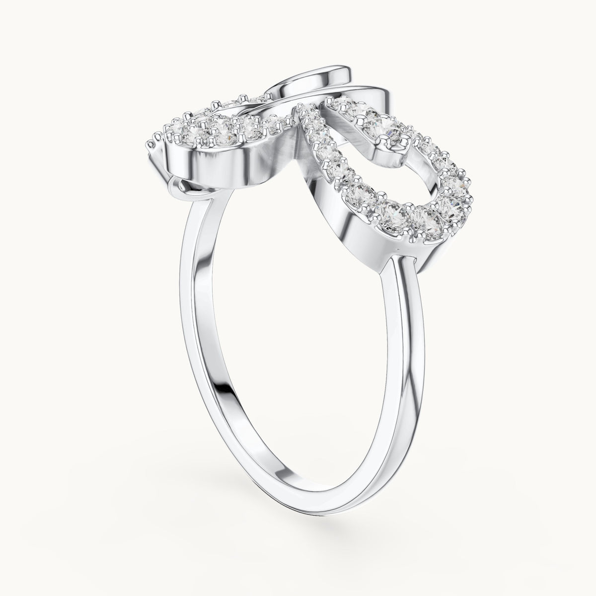 Round cut lab-grown diamond half eternity band in 14K white gold, 0.42 CT TW, view 1
