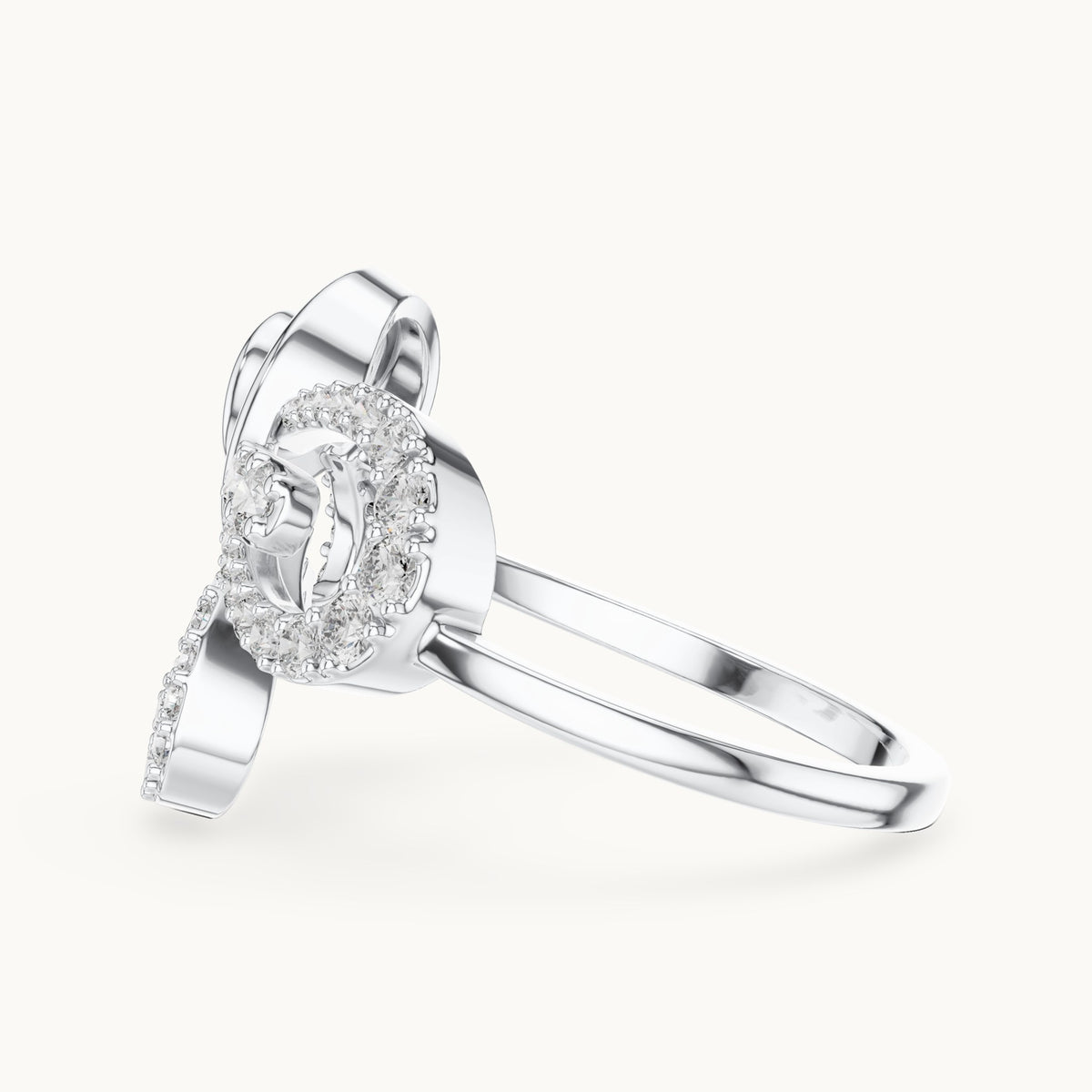 Round cut lab-grown diamond half eternity band in 14K white gold, 0.42 CT TW, view 2