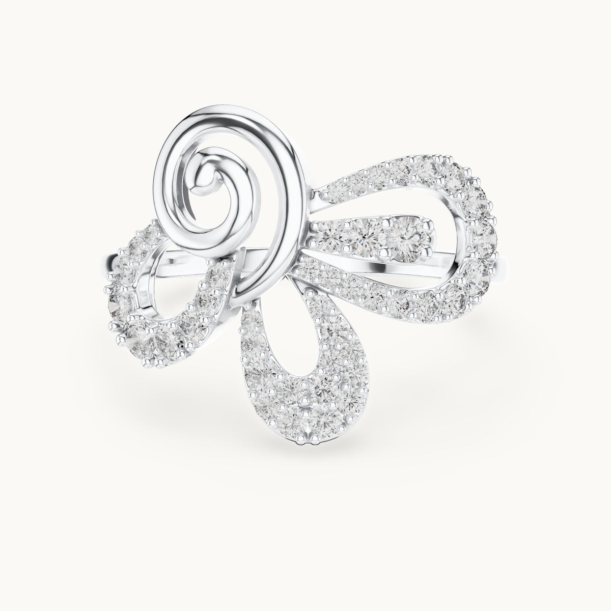 Round cut lab-grown diamond half eternity band in 14K white gold, 0.42 CT TW, view 3
