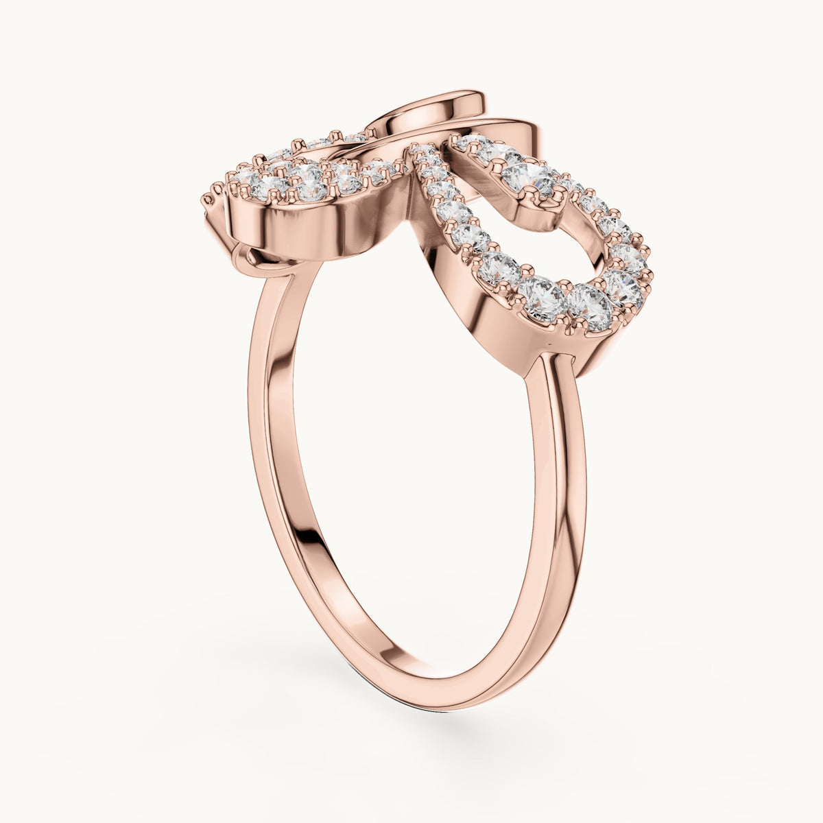 Round cut lab-grown diamond half eternity band in 14K rose gold, 0.42 CT TW, view 1