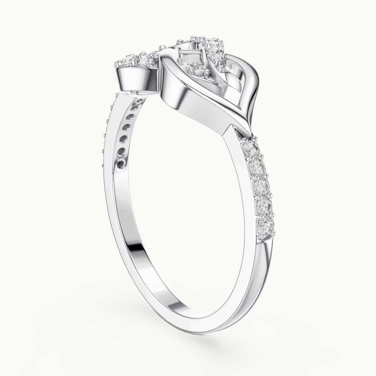 Round cut lab-grown diamond half eternity band in 14K white gold, 0.25 CT TW, view 1