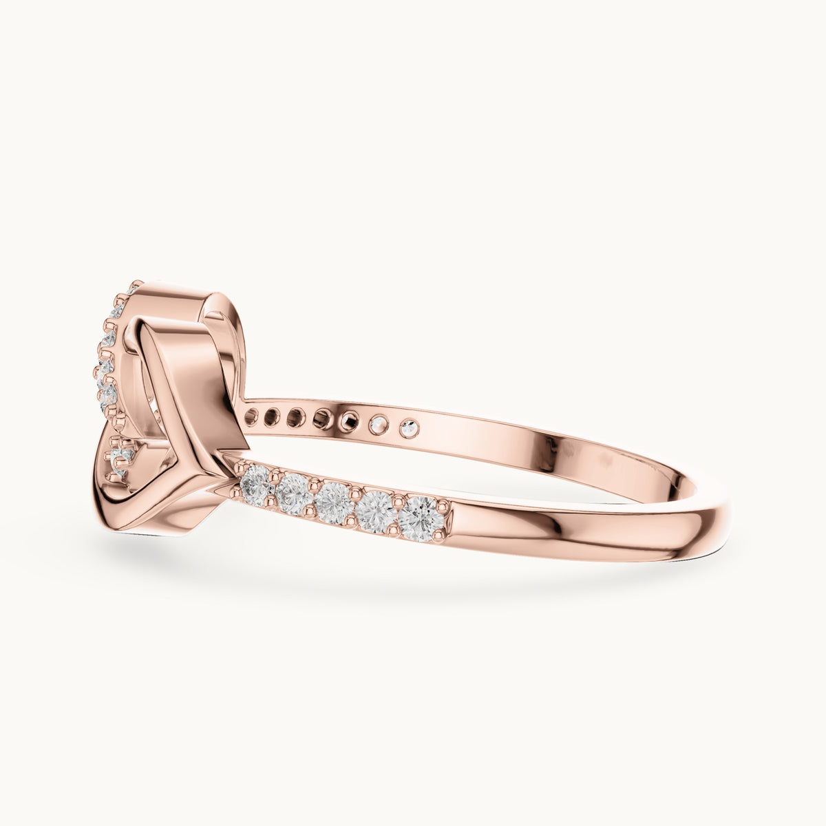 Round cut lab-grown diamond half eternity band in 14K rose gold, 0.25 CT TW, view 2