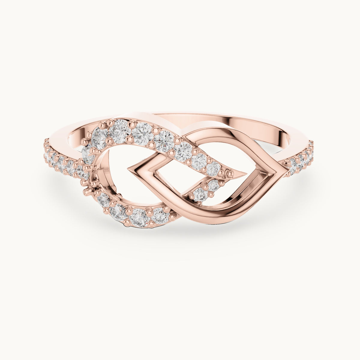 Round cut lab-grown diamond half eternity band in 14K rose gold, 0.25 CT TW, view 3