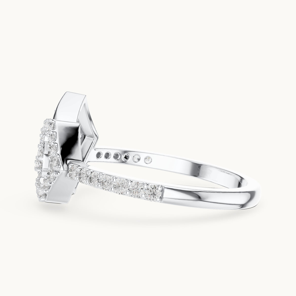 Round cut lab-grown diamond half eternity band in 14K white gold, 0.26 CT TW, view 2