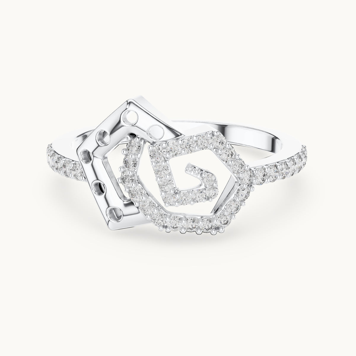 Round cut lab-grown diamond half eternity band in 14K white gold, 0.26 CT TW, view 3