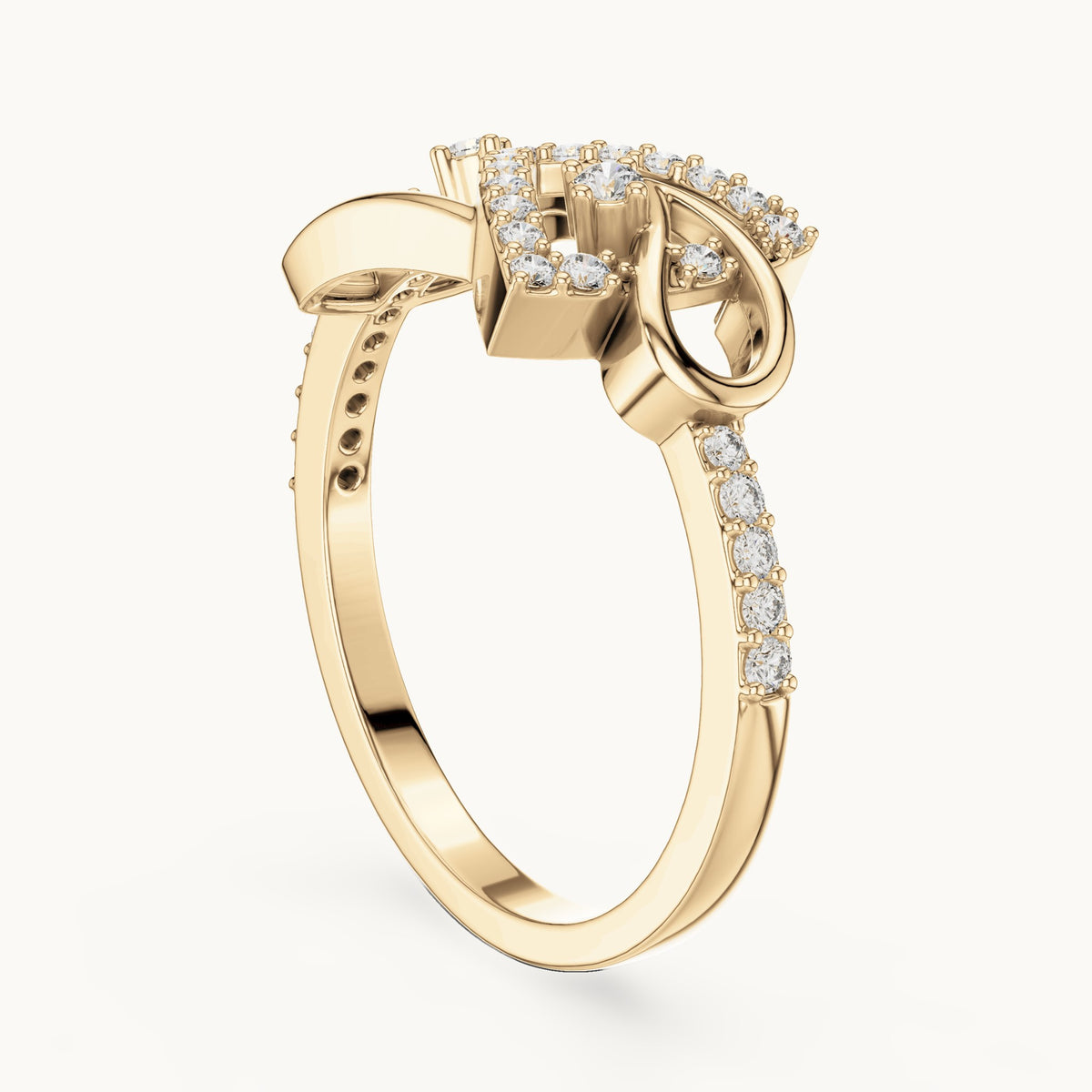 Round cut lab-grown diamond half eternity band in 14K yellow gold, 0.24 CT TW, view 2