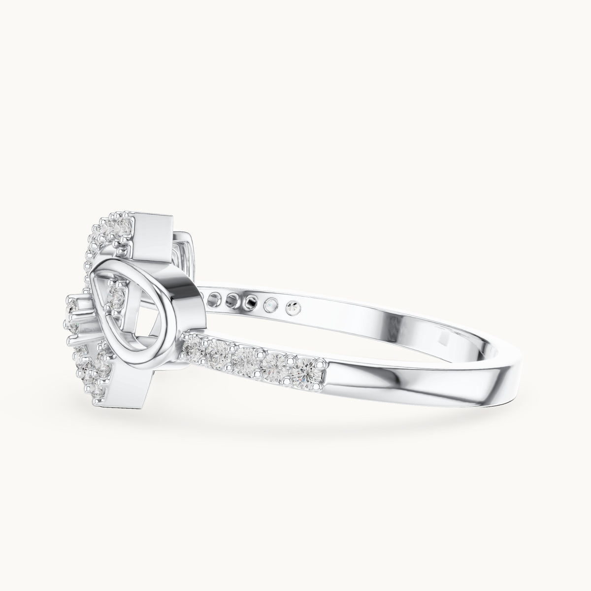 Round cut lab-grown diamond half eternity band in 14K white gold, 0.24 CT TW, view 2