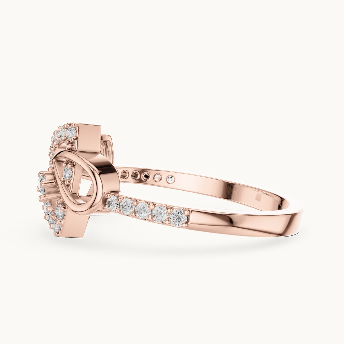 Round cut lab-grown diamond half eternity band in 14K rose gold, 0.24 CT TW, view 2