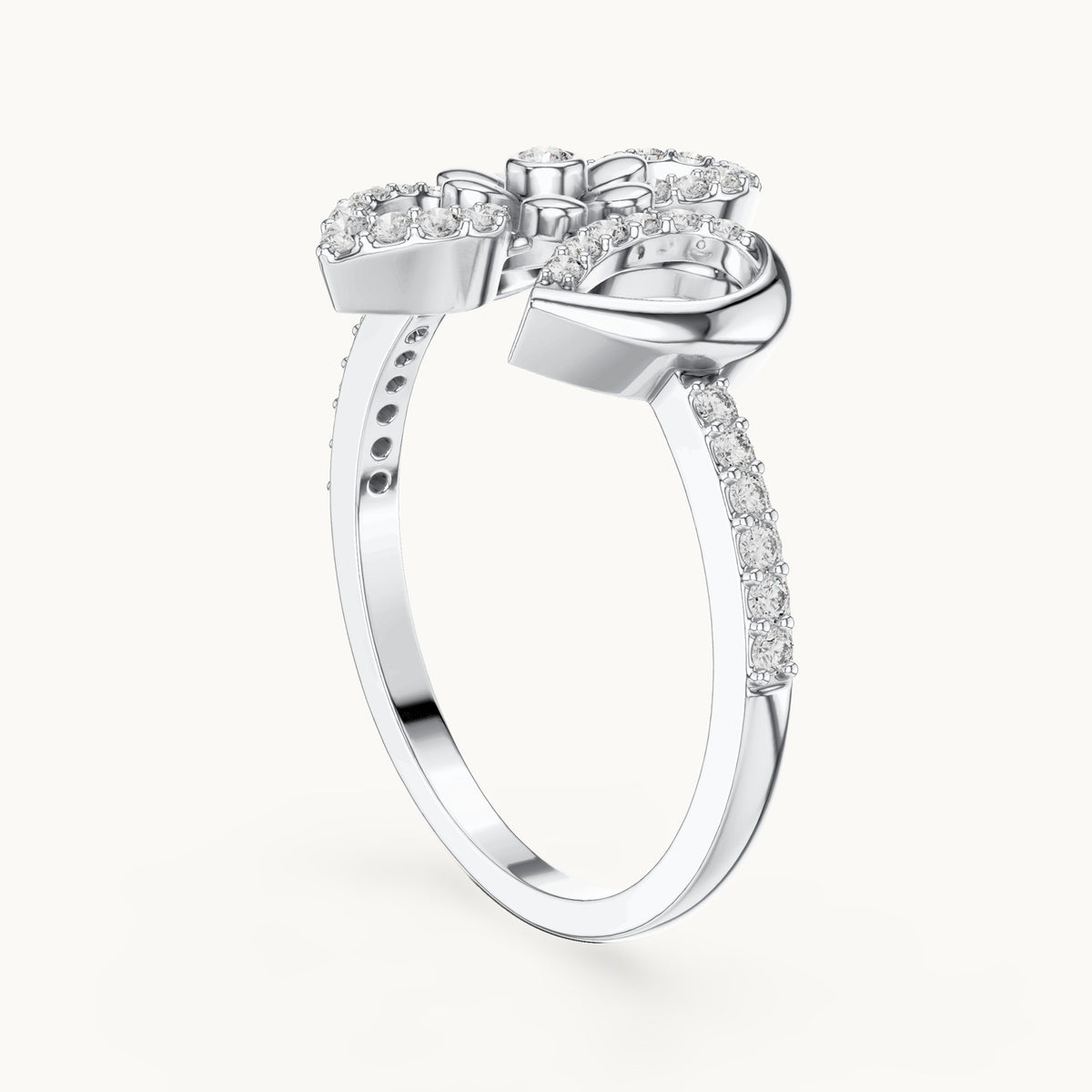 Round cut lab-grown diamond half eternity band in 14K white gold, 0.26 CT TW, view 1