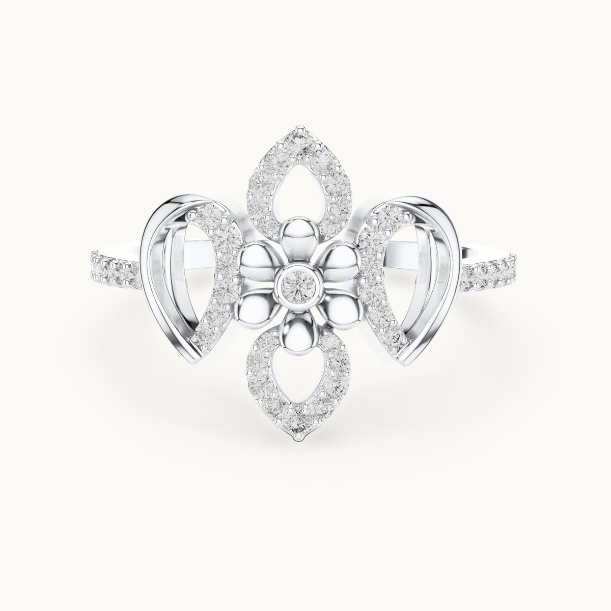 Round cut lab-grown diamond half eternity band in 14K white gold, 0.26 CT TW, view 3