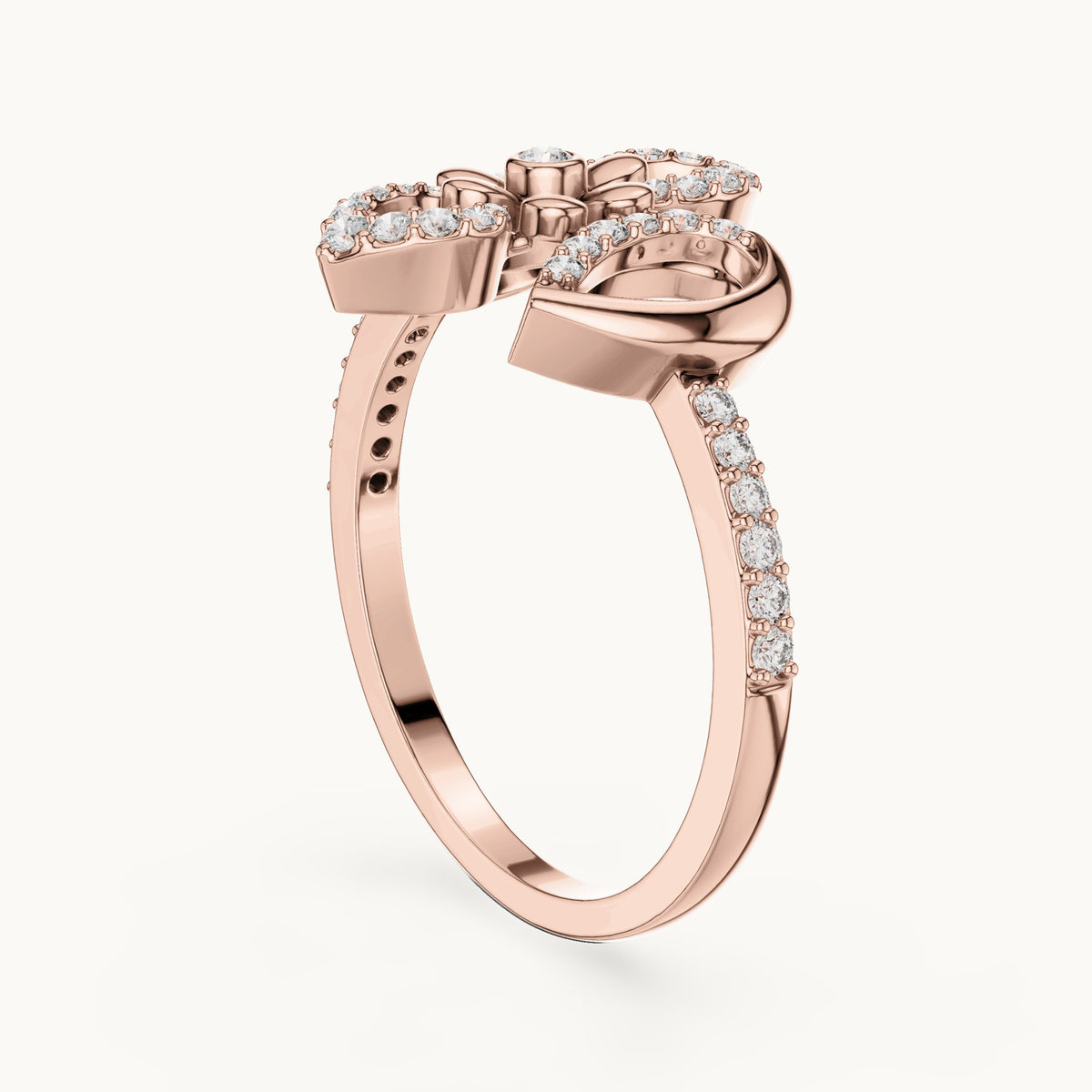 Round cut lab-grown diamond half eternity band in 14K rose gold, 0.26 CT TW, view 1