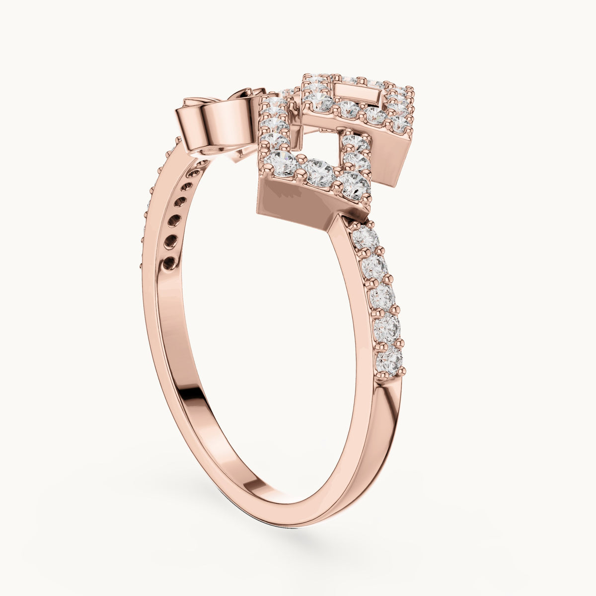 Round cut lab-grown diamond half eternity band in 14K rose gold, 0.33 CT TW, view 1