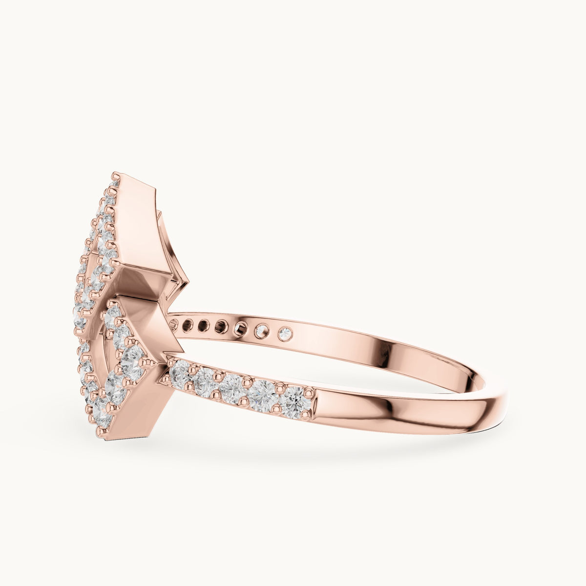 Round cut lab-grown diamond half eternity band in 14K rose gold, 0.33 CT TW, view 2