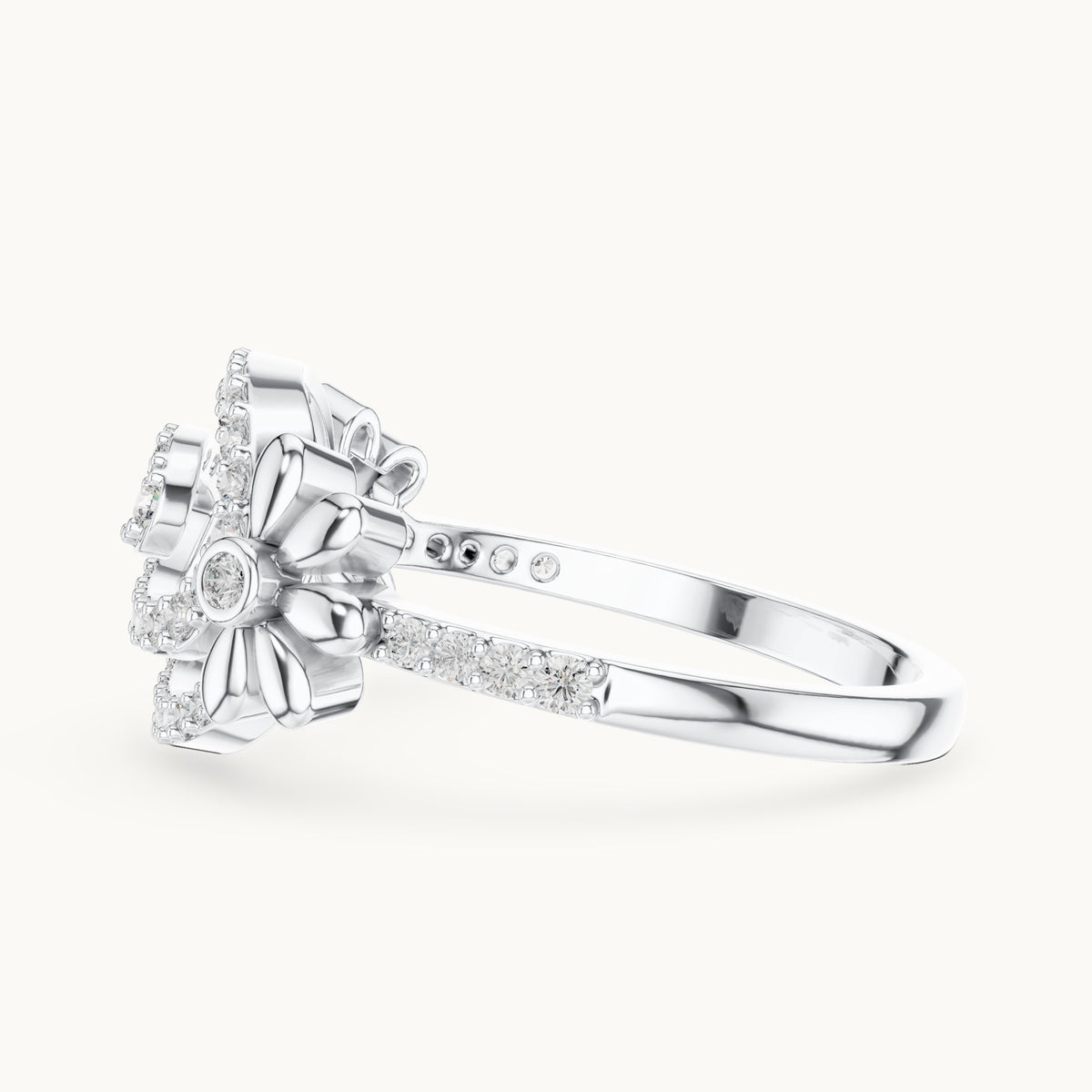 Round cut lab-grown diamond half eternity band in 14K white gold, 0.34 CT TW, view 2