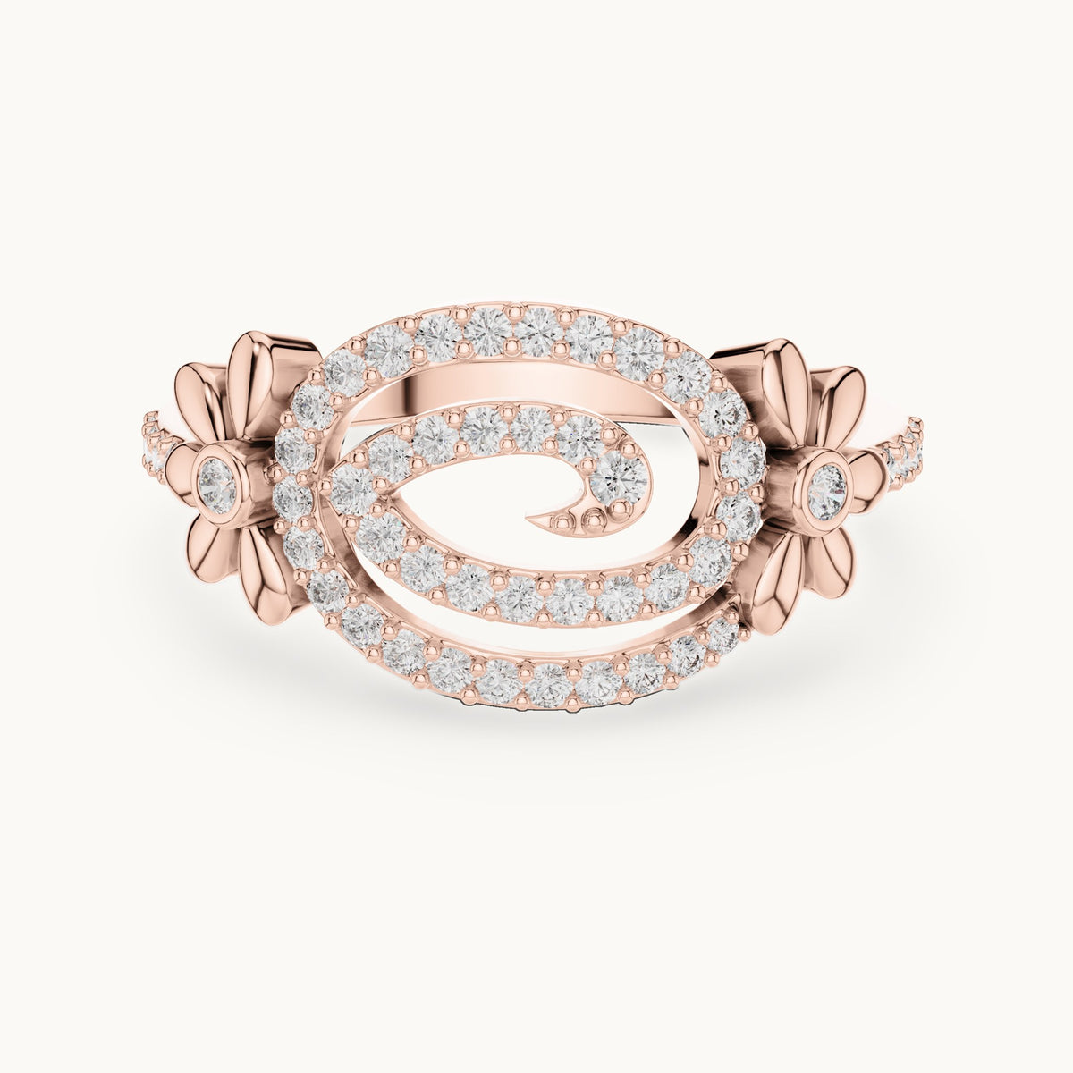 Round cut lab-grown diamond half eternity band in 14K rose gold, 0.34 CT TW, view 3