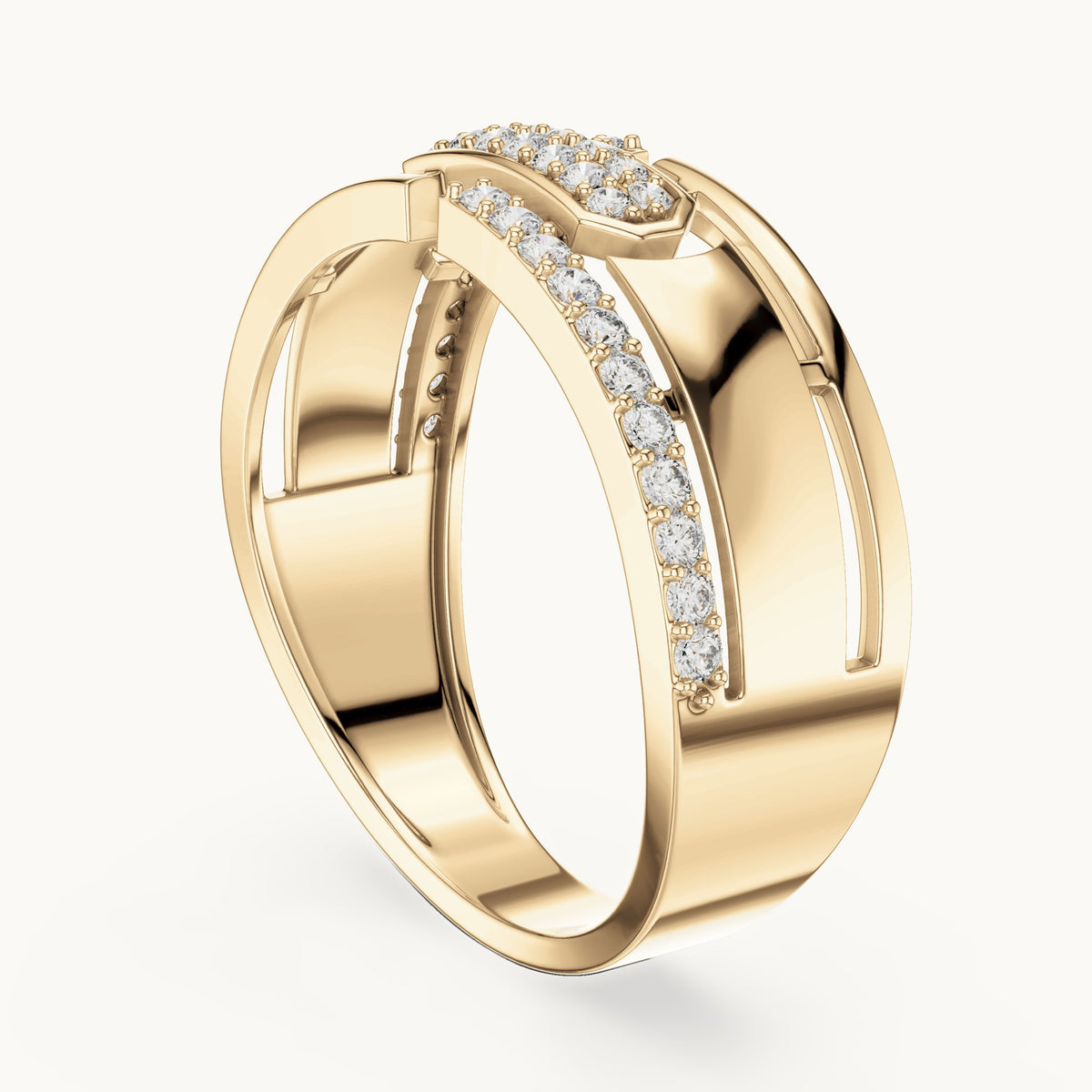 Round cut lab-grown diamond half eternity band, 0.32 CT TW, solid gold, view 2