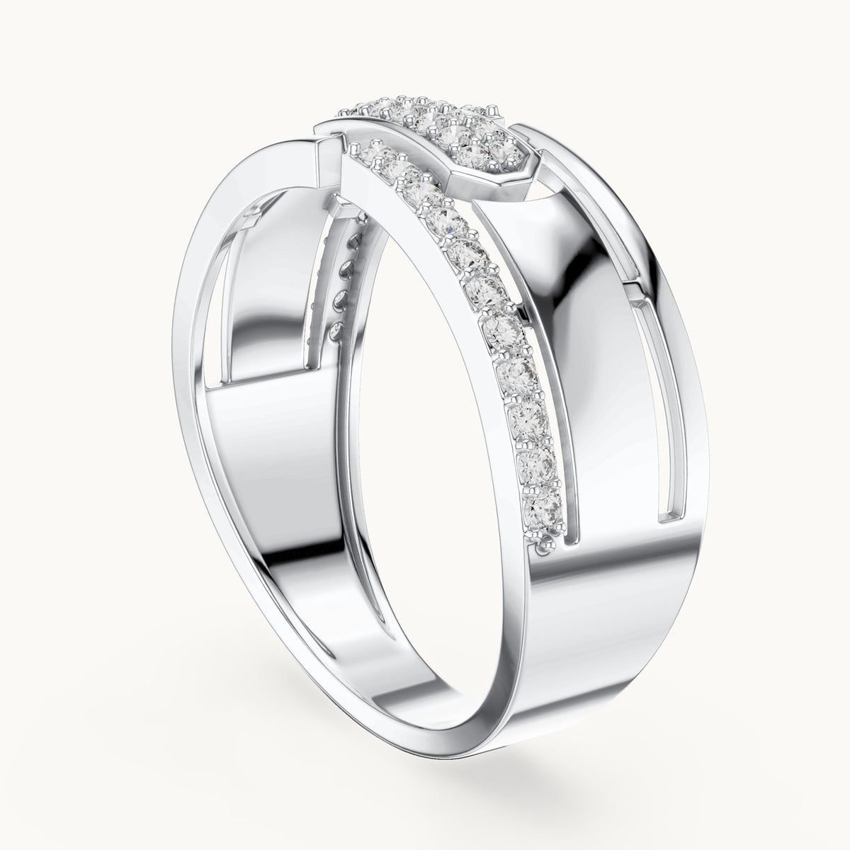 Round cut lab-grown diamond half eternity band, 0.32 CT TW, solid gold, view 4