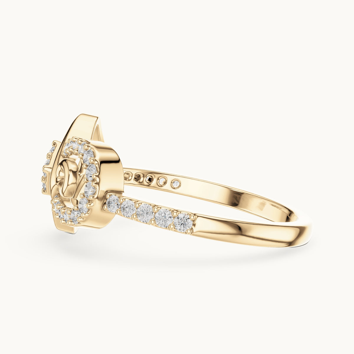 Round cut lab-grown diamond half eternity band in 14K yellow gold, 0.24 CT TW, view 3