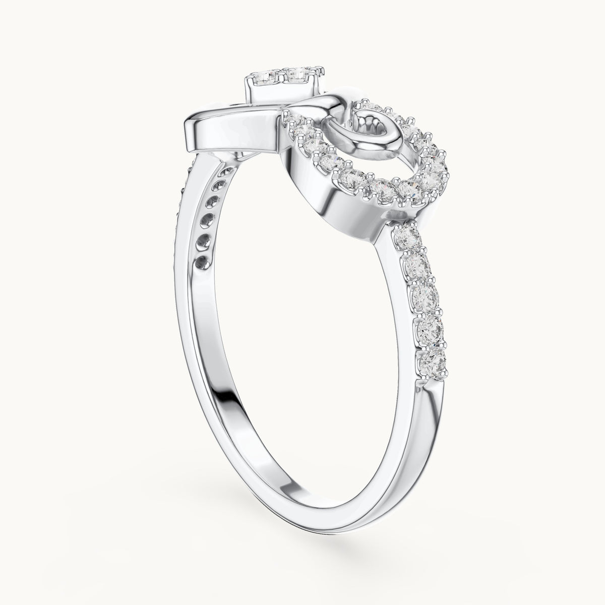 Round cut lab-grown diamond half eternity band in 14K white gold, 0.24 CT TW, view 1