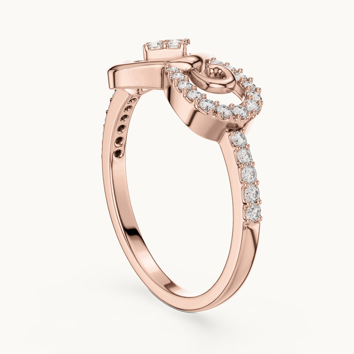 Round cut lab-grown diamond half eternity band in 14K rose gold, 0.24 CT TW, view 1