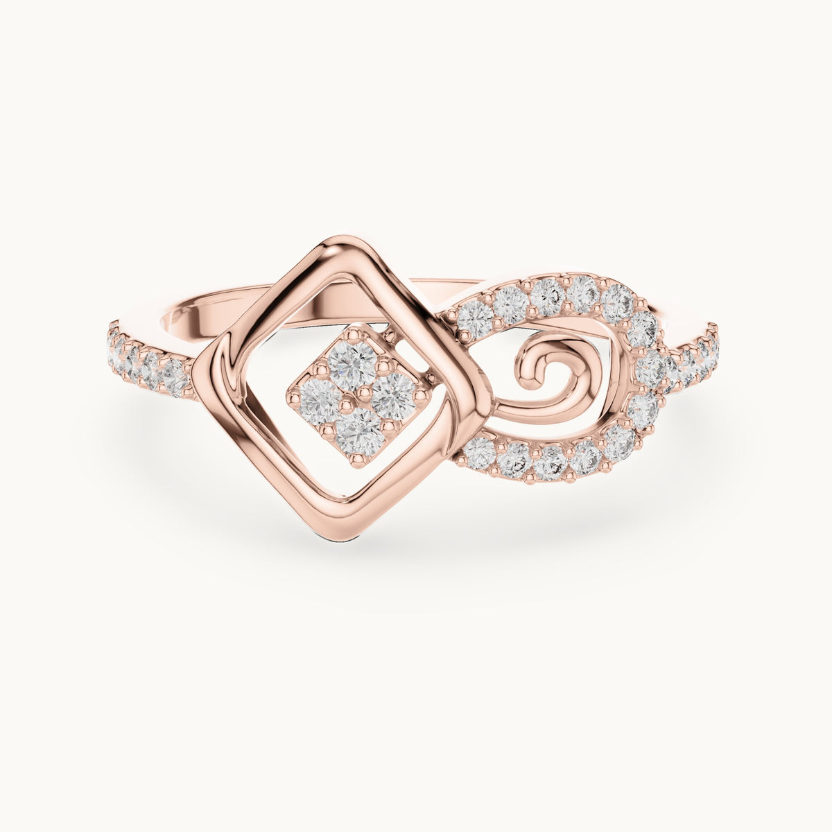 Round cut lab-grown diamond half eternity band in 14K rose gold, 0.24 CT TW, view 3