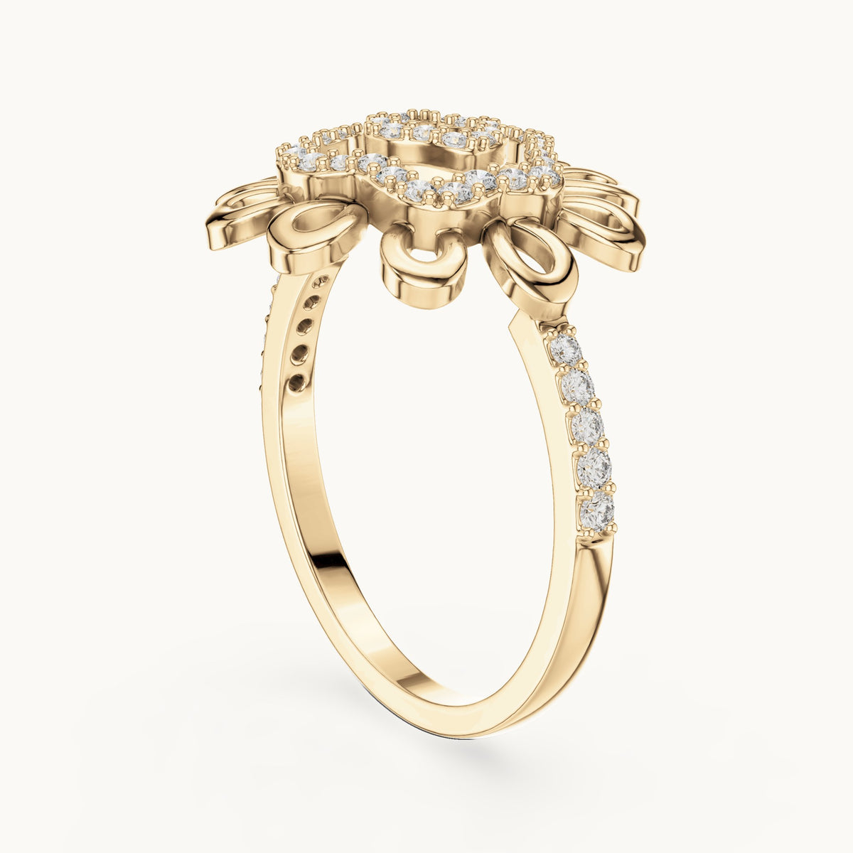 Round cut lab-grown diamond half eternity band in 14K yellow gold, 0.26 CT TW, view 2