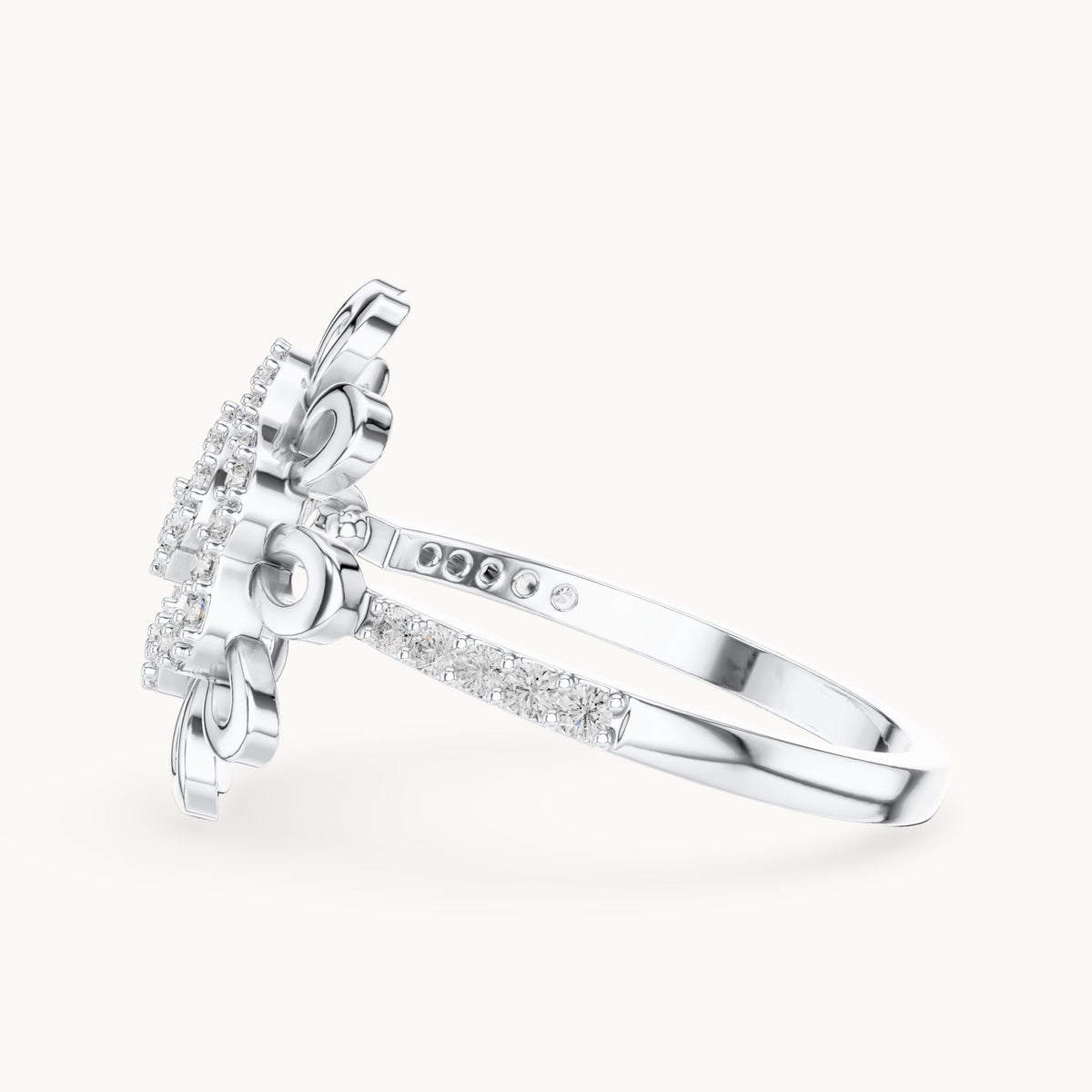 Round cut lab-grown diamond half eternity band in 14K white gold, 0.26 CT TW, view 2