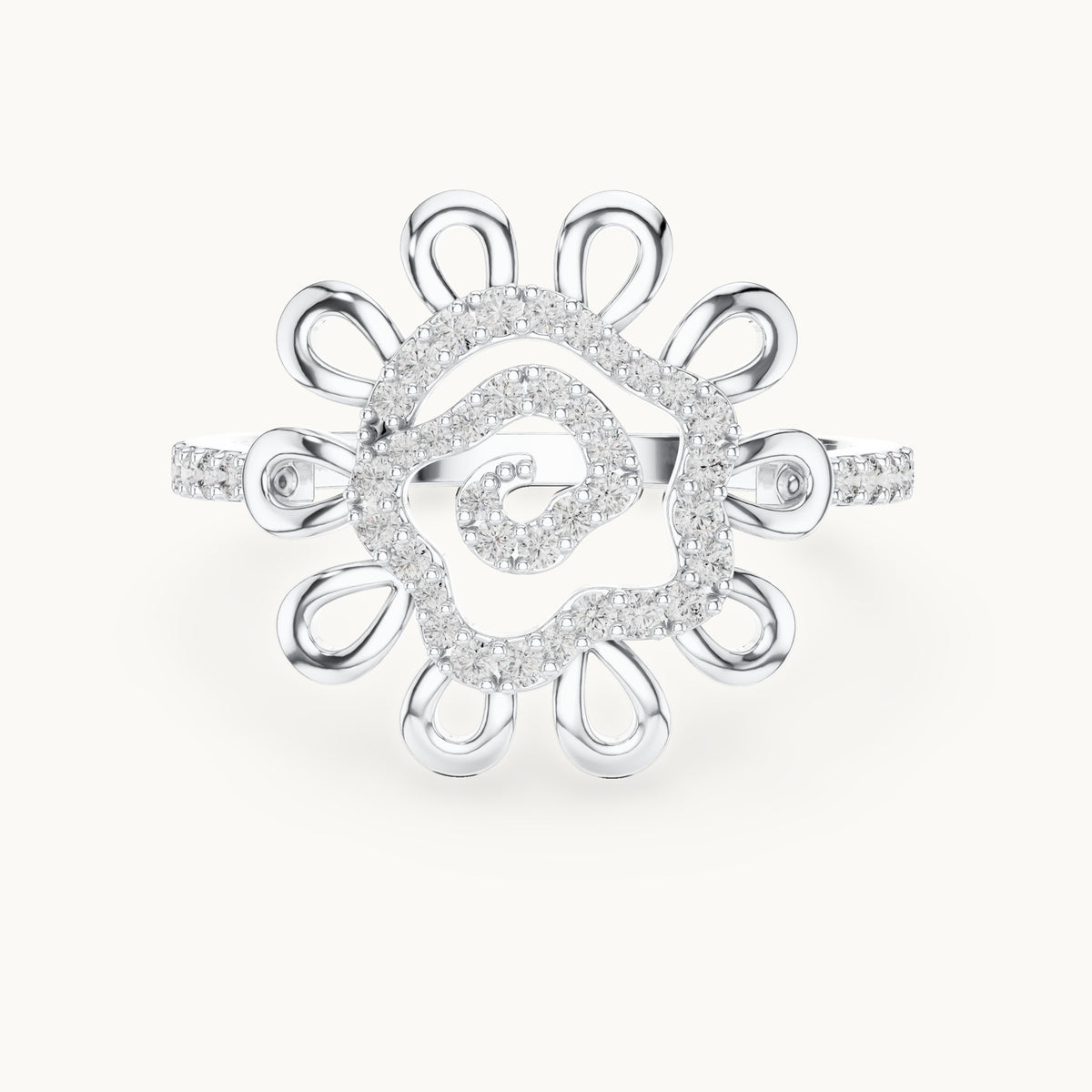 Round cut lab-grown diamond half eternity band in 14K white gold, 0.26 CT TW, view 3