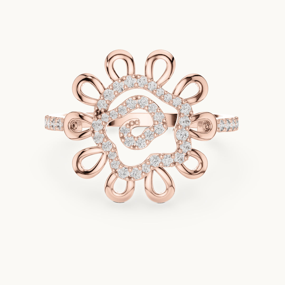 Round cut lab-grown diamond half eternity band in 14K rose gold, 0.26 CT TW, view 3