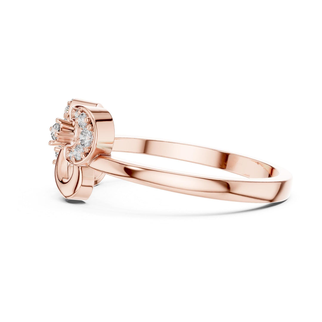 Round Cut Lab Grown Diamond Cluster Ring, 0.19ct Total, Solid Gold