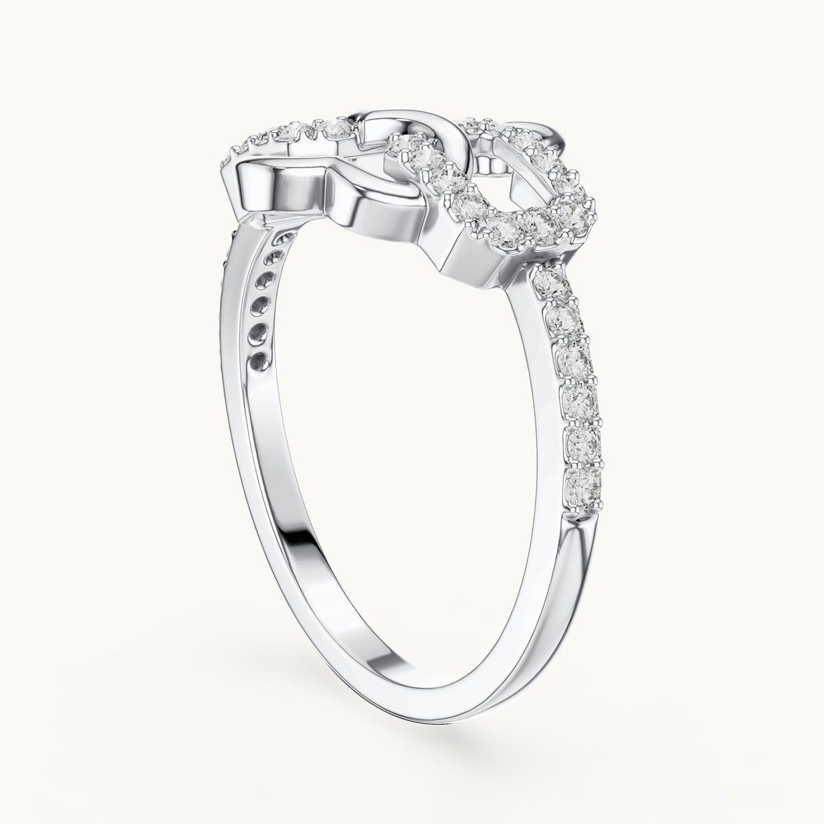 Round cut lab-grown diamond half eternity band in 14K white gold, 0.30 CT TW, view 1