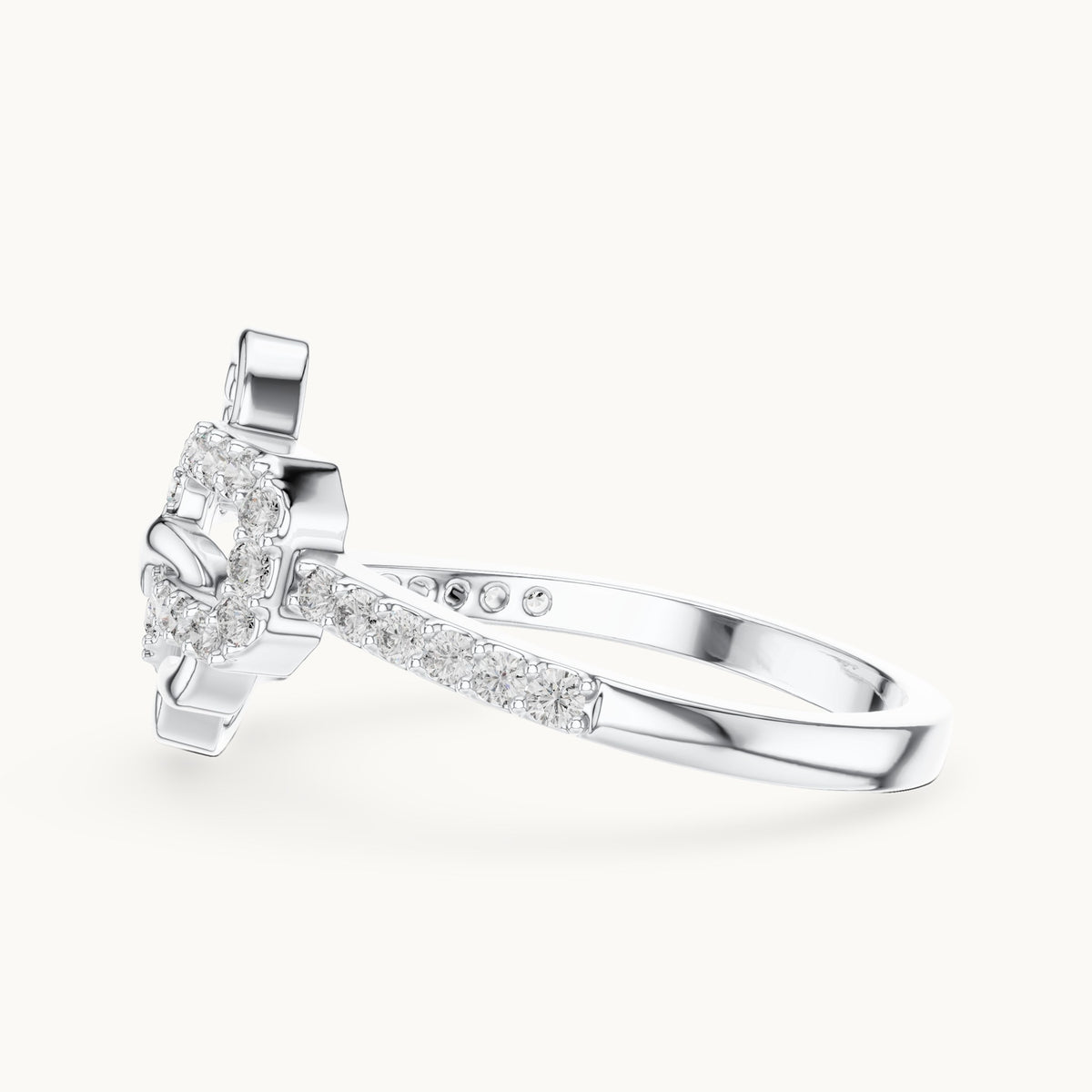 Round cut lab-grown diamond half eternity band in 14K white gold, 0.30 CT TW, view 2