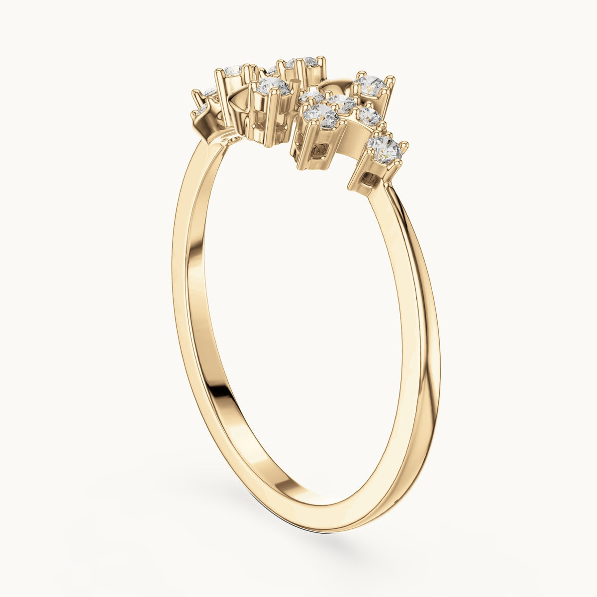 Round Cut Lab Grown Diamond Cluster Ring, 0.17ct Total, Solid Gold