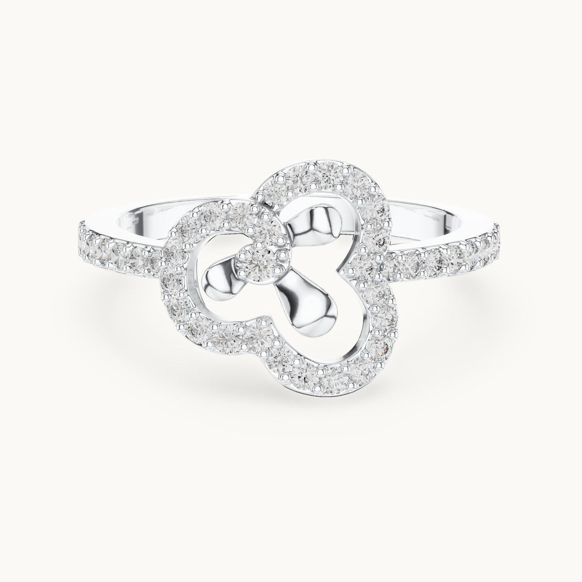 Round cut lab-grown diamond half eternity band in 14K white gold, 0.37 CT TW, view 3