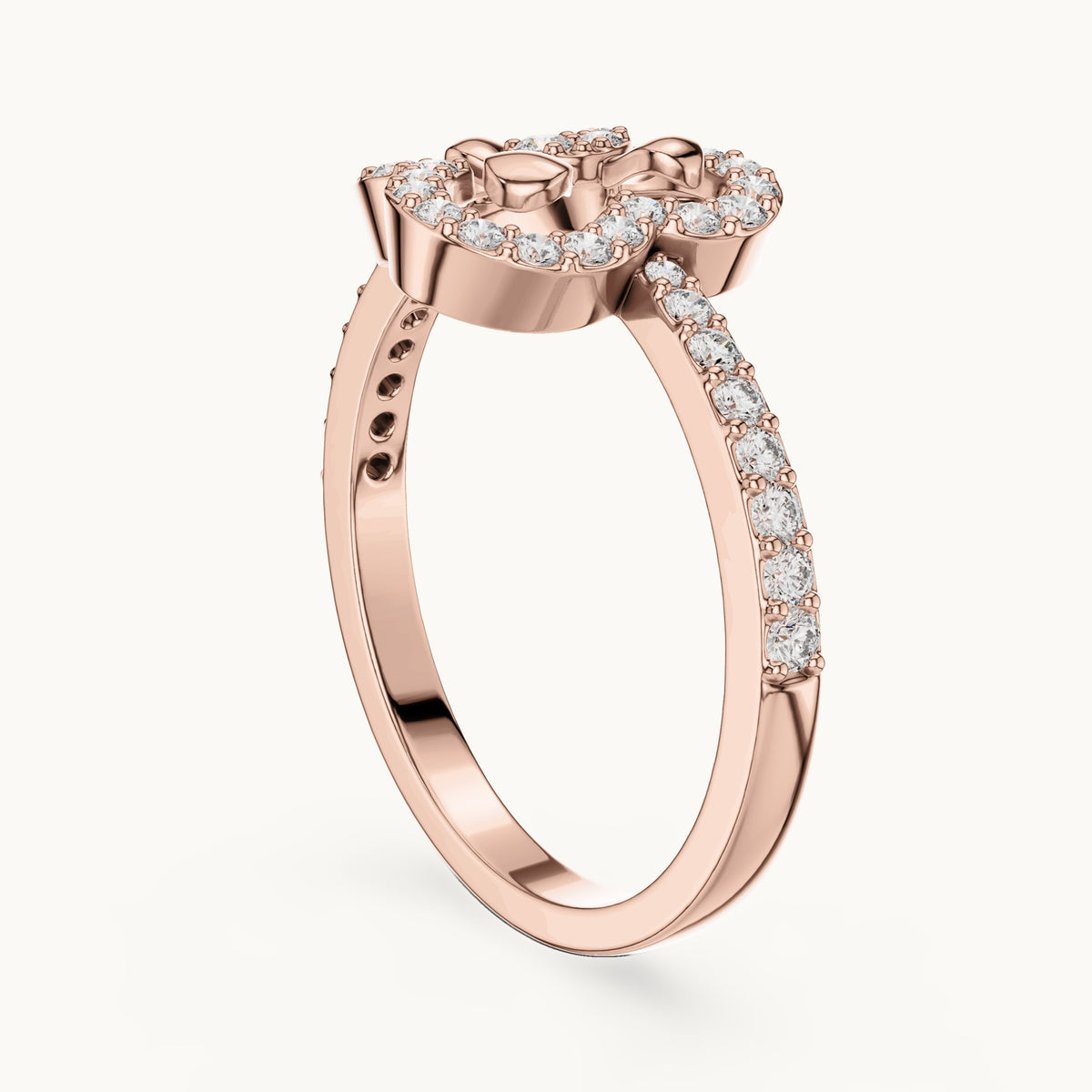 Round cut lab-grown diamond half eternity band in 14K rose gold, 0.37 CT TW, view 1