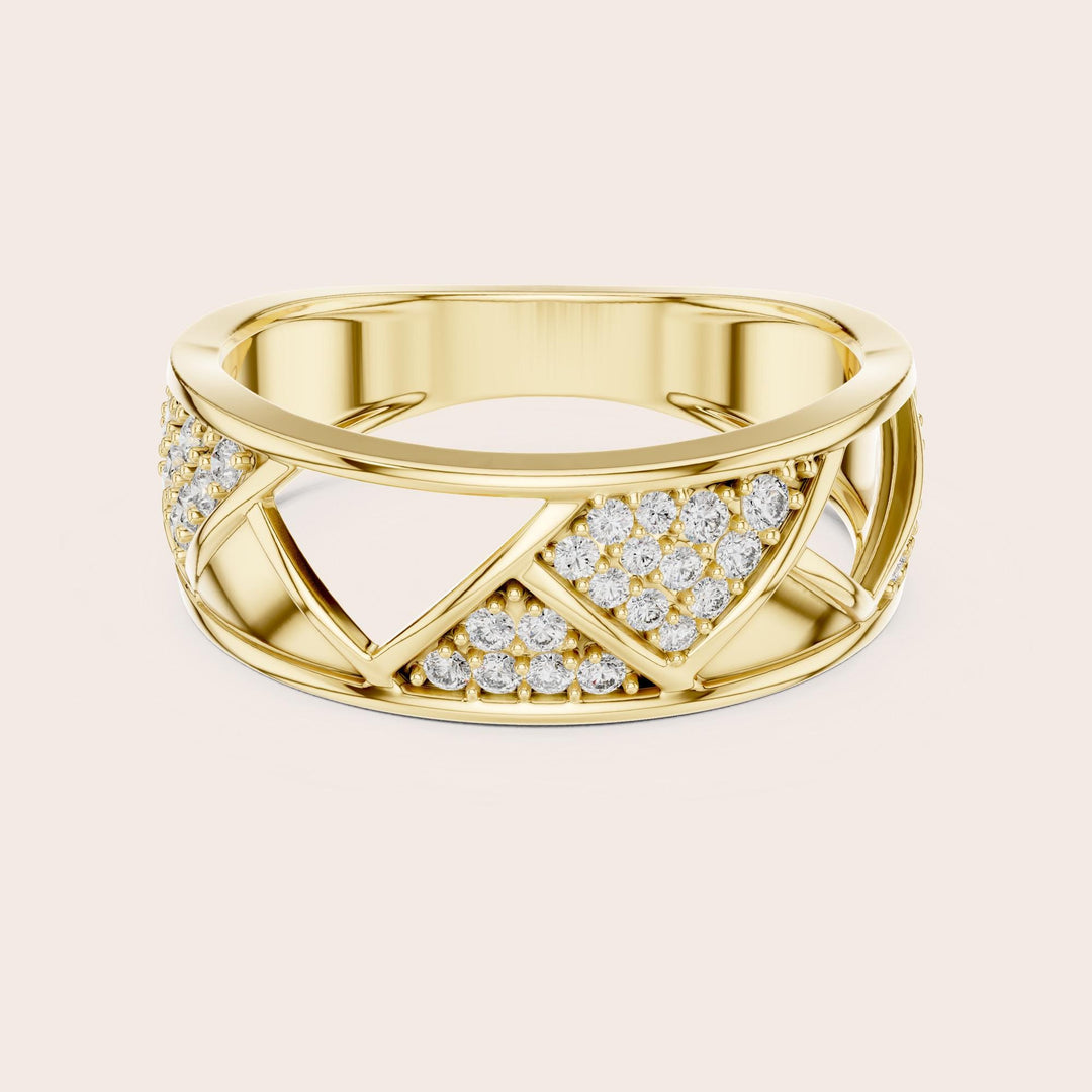 Round Cut Lab Grown Diamond Half Eternity Band, 0.32ct Total, Solid Gold