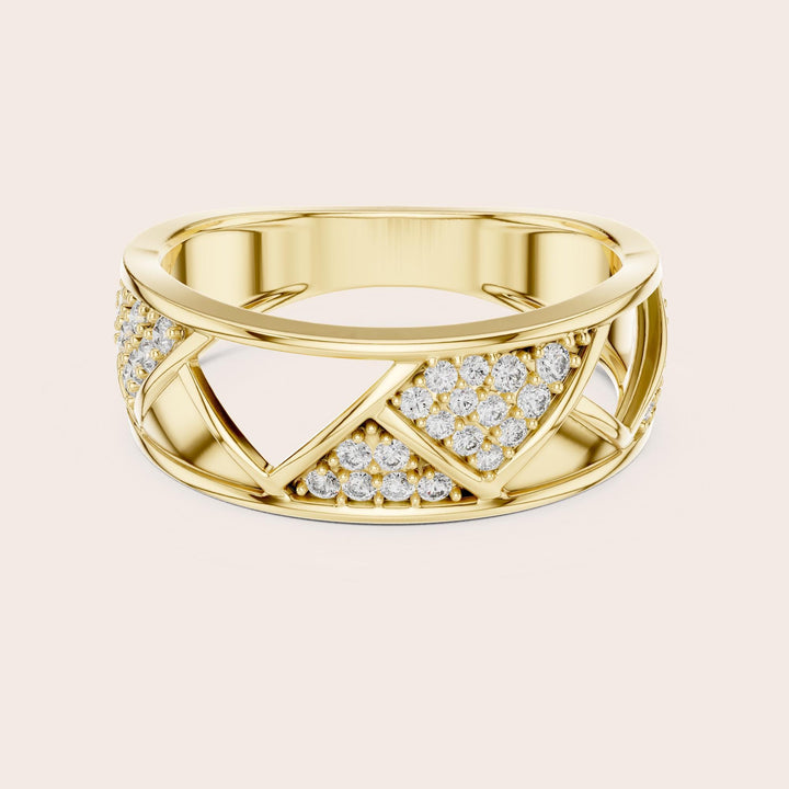 Round Cut Lab Grown Diamond Half Eternity Band, 0.32ct Total, Solid Gold