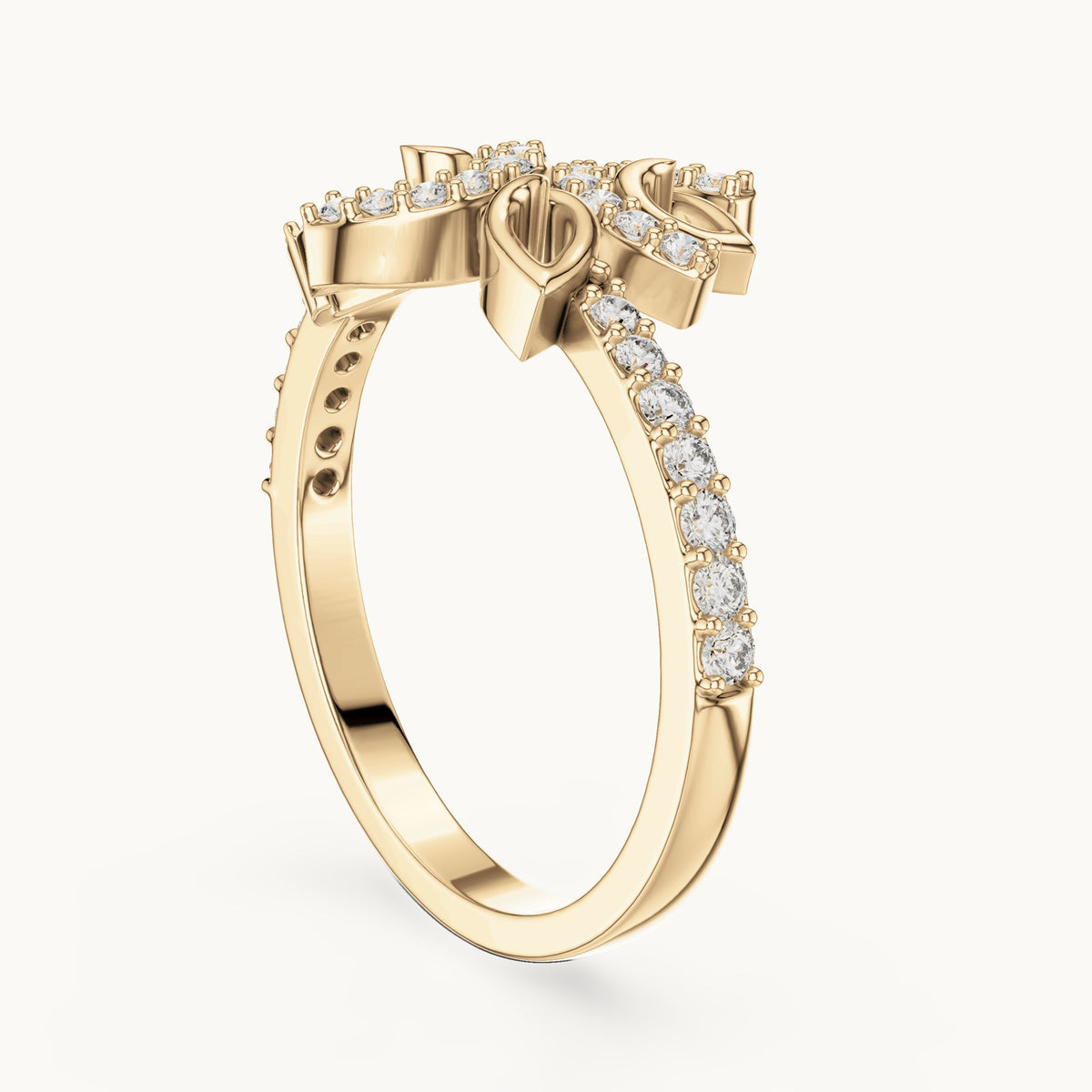 Round cut lab-grown diamond half eternity band, 0.31 CT TW, solid gold, view 2