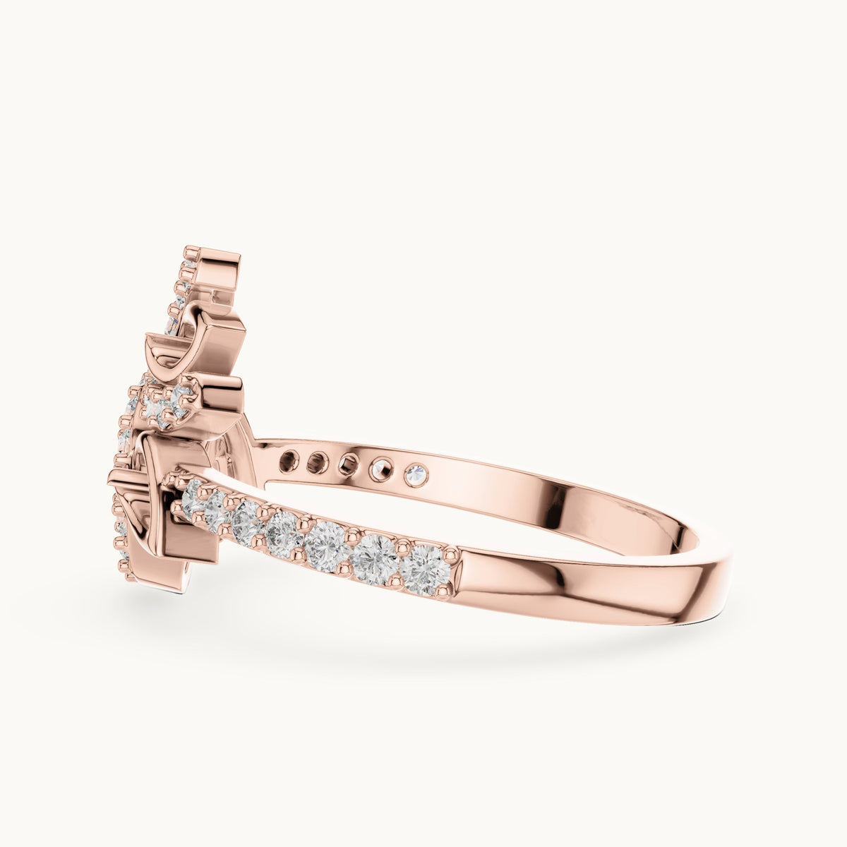 Round cut lab-grown diamond half eternity band, 0.31 CT TW, solid gold, view 8