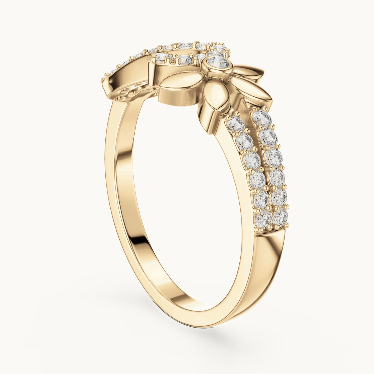 Round cut lab-grown diamond half eternity band, 0.26 CT TW, solid gold, view 2