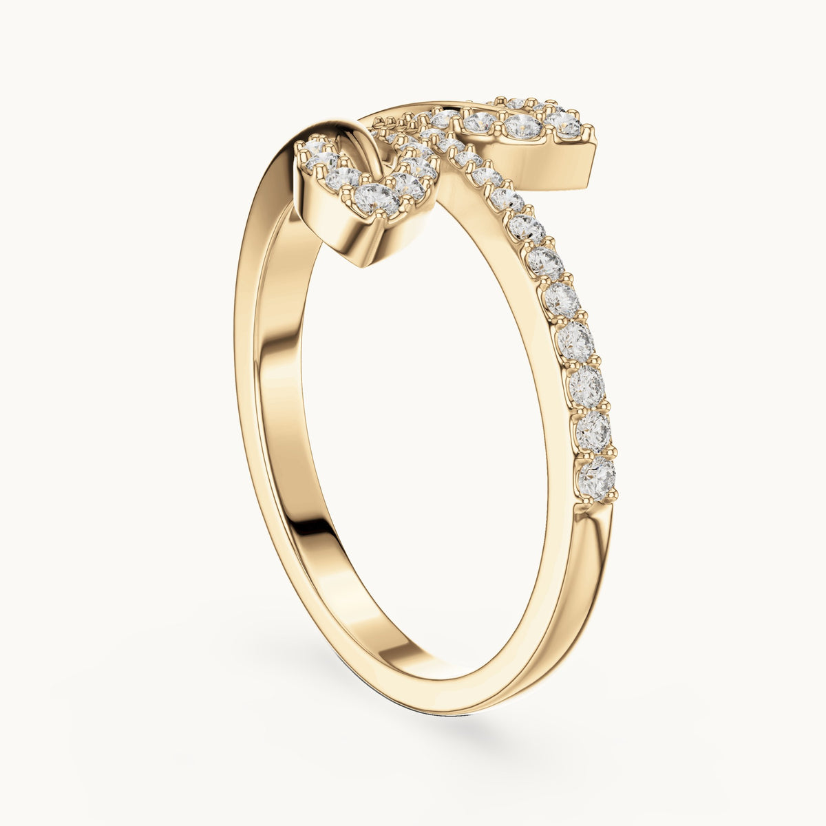 Round cut lab-grown diamond half eternity band, 0.23 CT TW, solid gold, view 2